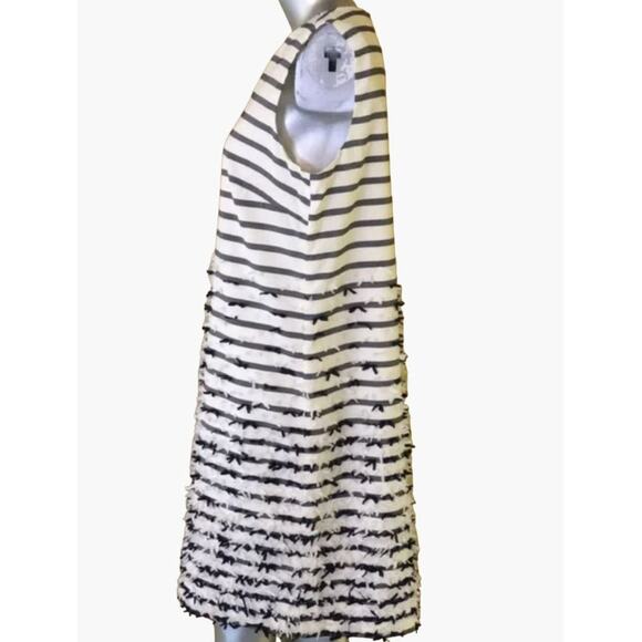 J. McLaughlin Jane Dress Women's Size 10 White Navy Striped Bows at Bottom Sleev - Picture 15 of 16